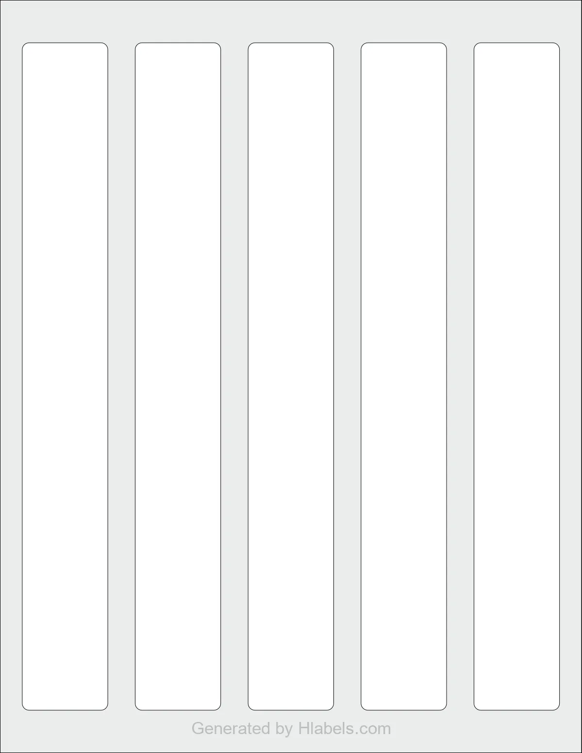 Avery® 22929 template with 5 rectangular 1.25 x 9.75 inch labels per sheet, on Letter-size adhesive blank label sheets.