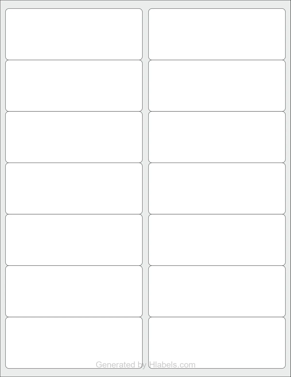 Avery® 5259 template with 14 rectangular 4 x 1.5 inch labels per sheet, on Letter-size adhesive blank label sheets.
