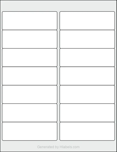 Avery® 5262 template with 14 rectangular 4 x 1.3333 inch labels per sheet, on Letter-size adhesive blank label sheets.