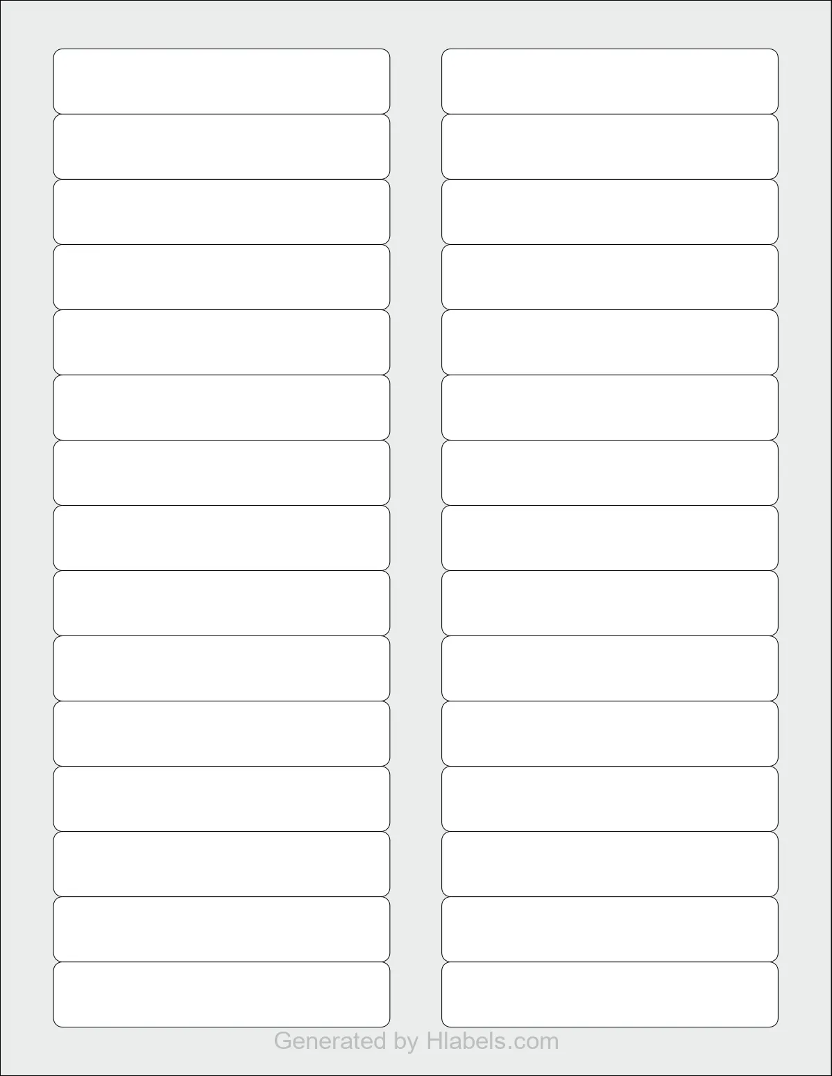 Avery® 6505 template with 30 rectangular 3.438 x 0.666 inch labels per sheet, on Letter-size adhesive blank label sheets.