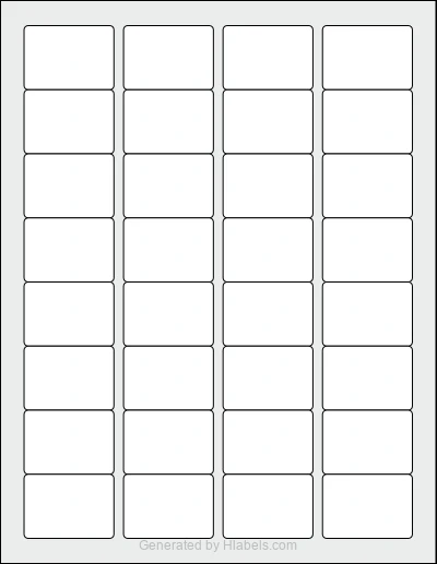 Avery® 6576 template with 32 rectangular 1.75 x 1.25 inch labels per sheet, on Letter-size adhesive blank label sheets.