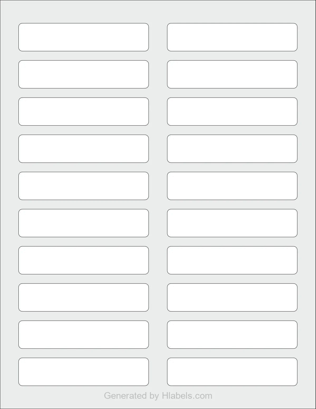 Avery® 70137 template with 20 rectangular 3.5 x 0.75 inch labels per sheet, on Letter-size adhesive blank label sheets.