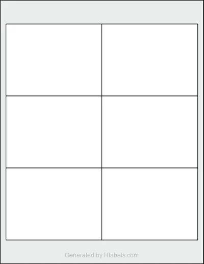 Avery® 74459 template with 6 rectangular 4 x 3 inch labels per sheet, on Letter-size adhesive blank label sheets.