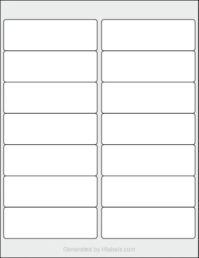 Avery® 8462 template with 14 rectangular 4 x 1.333 inch labels per sheet, on Letter-size adhesive blank label sheets.