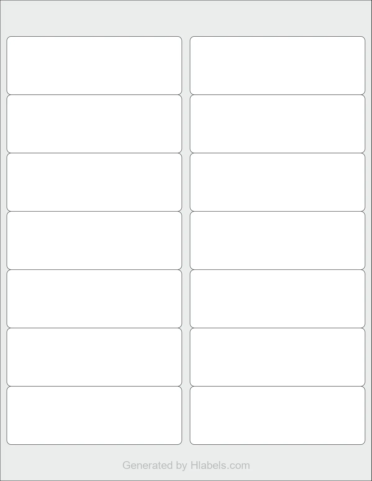 Avery® 8462 template with 14 rectangular 4 x 1.333 inch labels per sheet, on Letter-size adhesive blank label sheets.