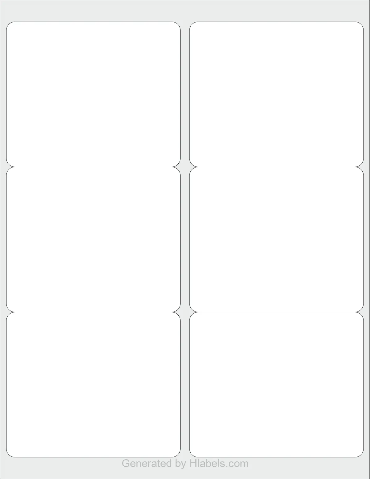 Avery® 8464 template with 6 rectangular 4 x 3.3333 inch labels per sheet, on Letter-size adhesive blank label sheets.