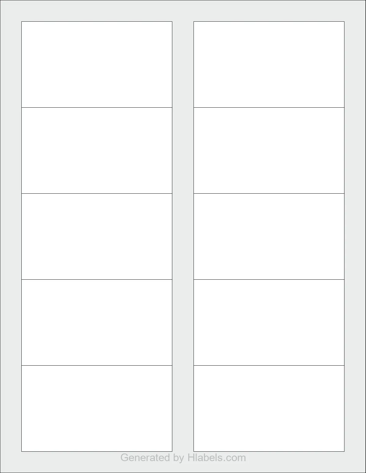 Avery® 8859 template with 10 rectangular 3.5 x 2 inch labels per sheet, on Letter-size adhesive blank label sheets.