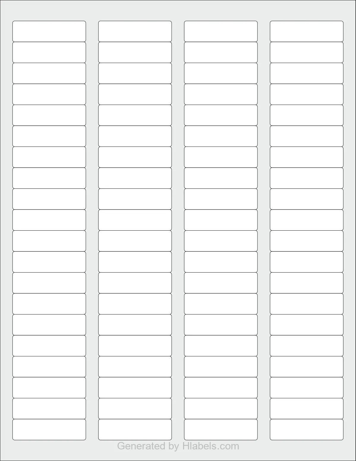 Avery® 92121 template with 80 rectangular 1.75 x 0.5 inch labels per sheet, on Letter-size adhesive blank label sheets.
