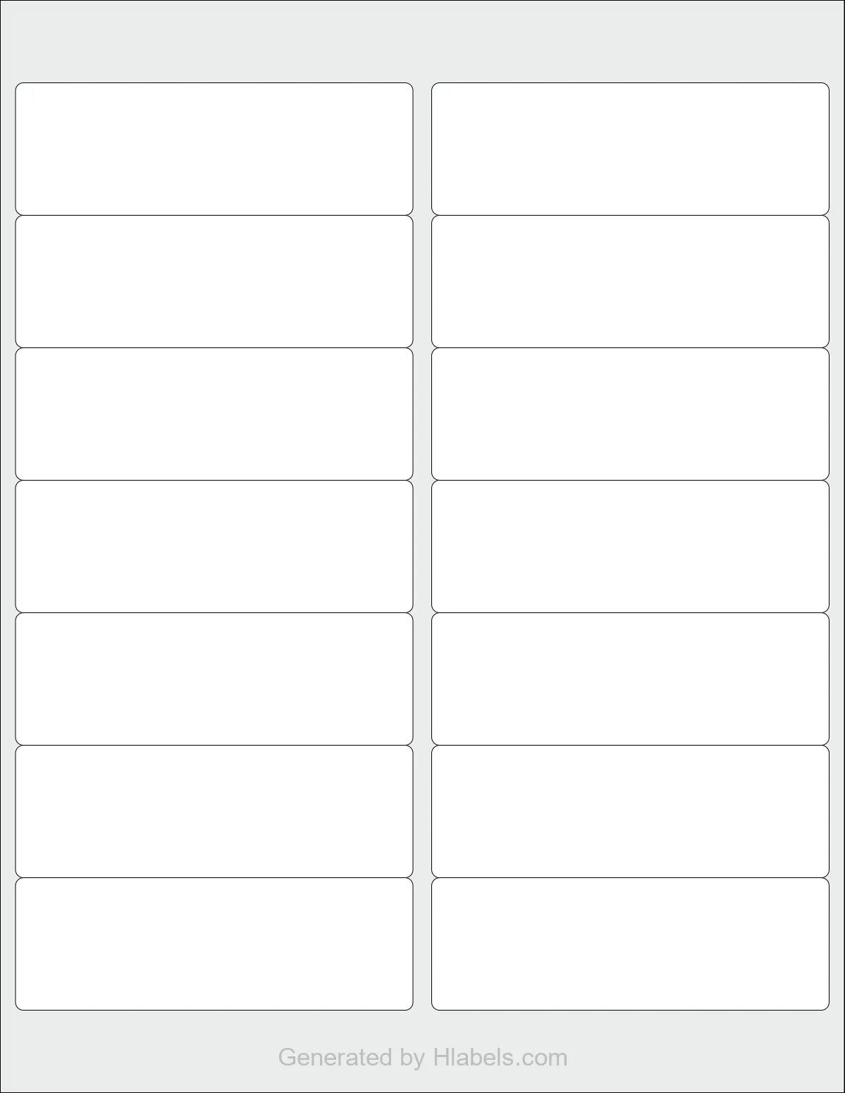 Avery® 92127 template with 14 rectangular 4 x 1.3333 inch labels per sheet, on Letter-size adhesive blank label sheets.