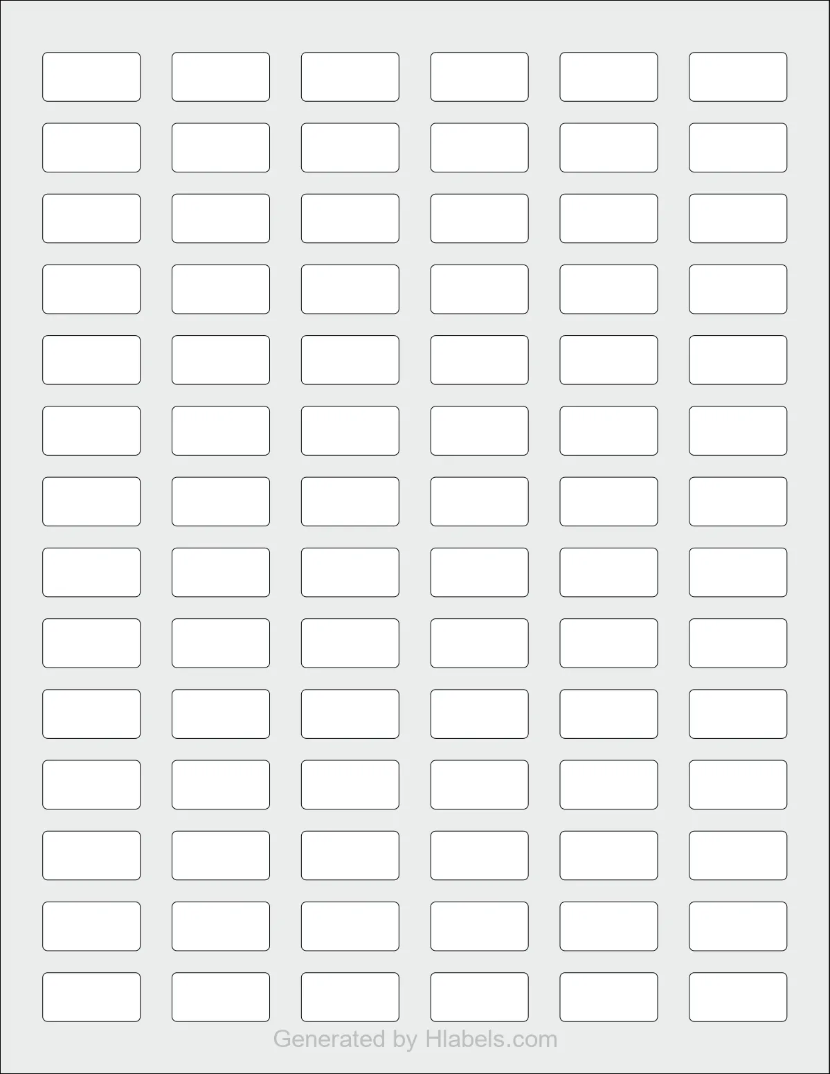 Avery Presta® 61527 template with 84 rectangular 1 x 0.5 inch labels per sheet, on Letter-size adhesive blank label sheets.