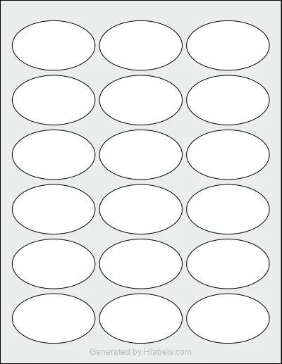 Avery Presta® 94051 template with 18 oval 2.5 x 1.5 inch labels per sheet, on Letter-size adhesive blank label sheets.