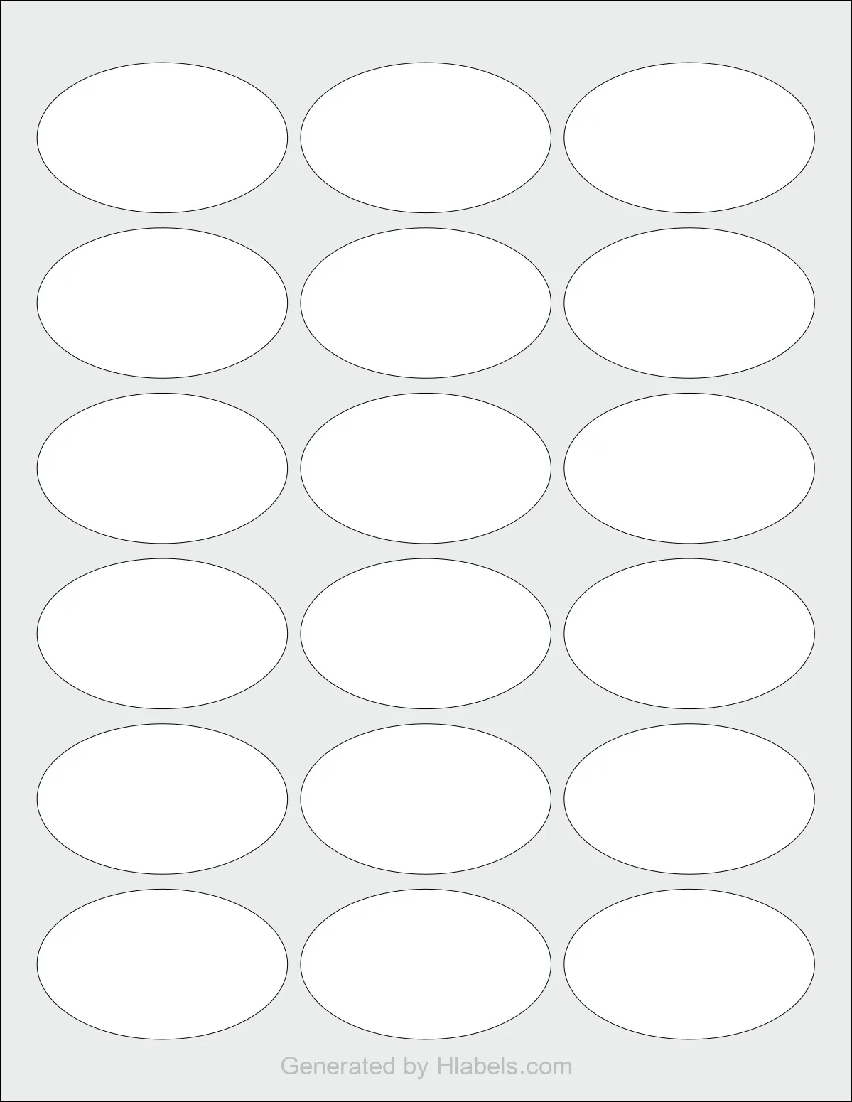 Avery Presta® 94051 template with 18 oval 2.5 x 1.5 inch labels per sheet, on Letter-size adhesive blank label sheets.