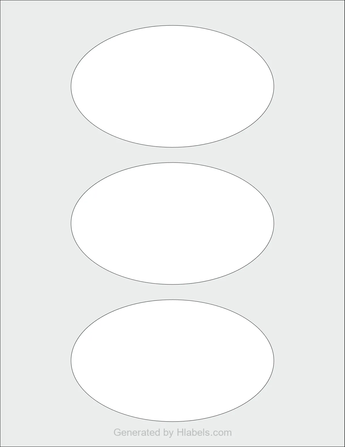 Avery Presta® 94052 template with 3 oval 5 x 3 inch labels per sheet, on Letter-size adhesive blank label sheets.