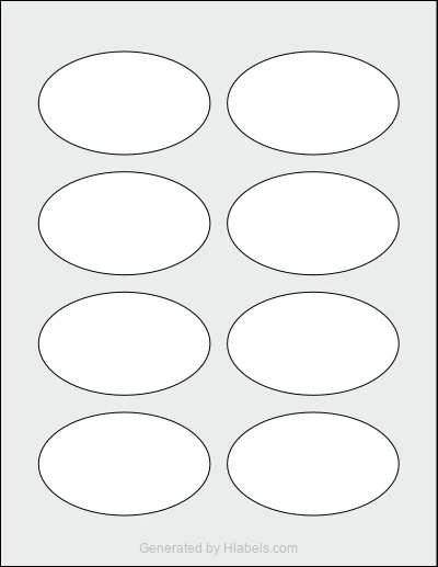 Avery Presta® 94056 template with 8 oval 3.333 x 2 inch labels per sheet, on Letter-size adhesive blank label sheets.