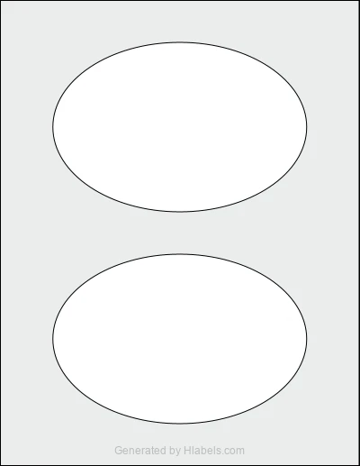 Avery Presta® 94057 template with 2 oval 6 x 4 inch labels per sheet, on Letter-size adhesive blank label sheets.
