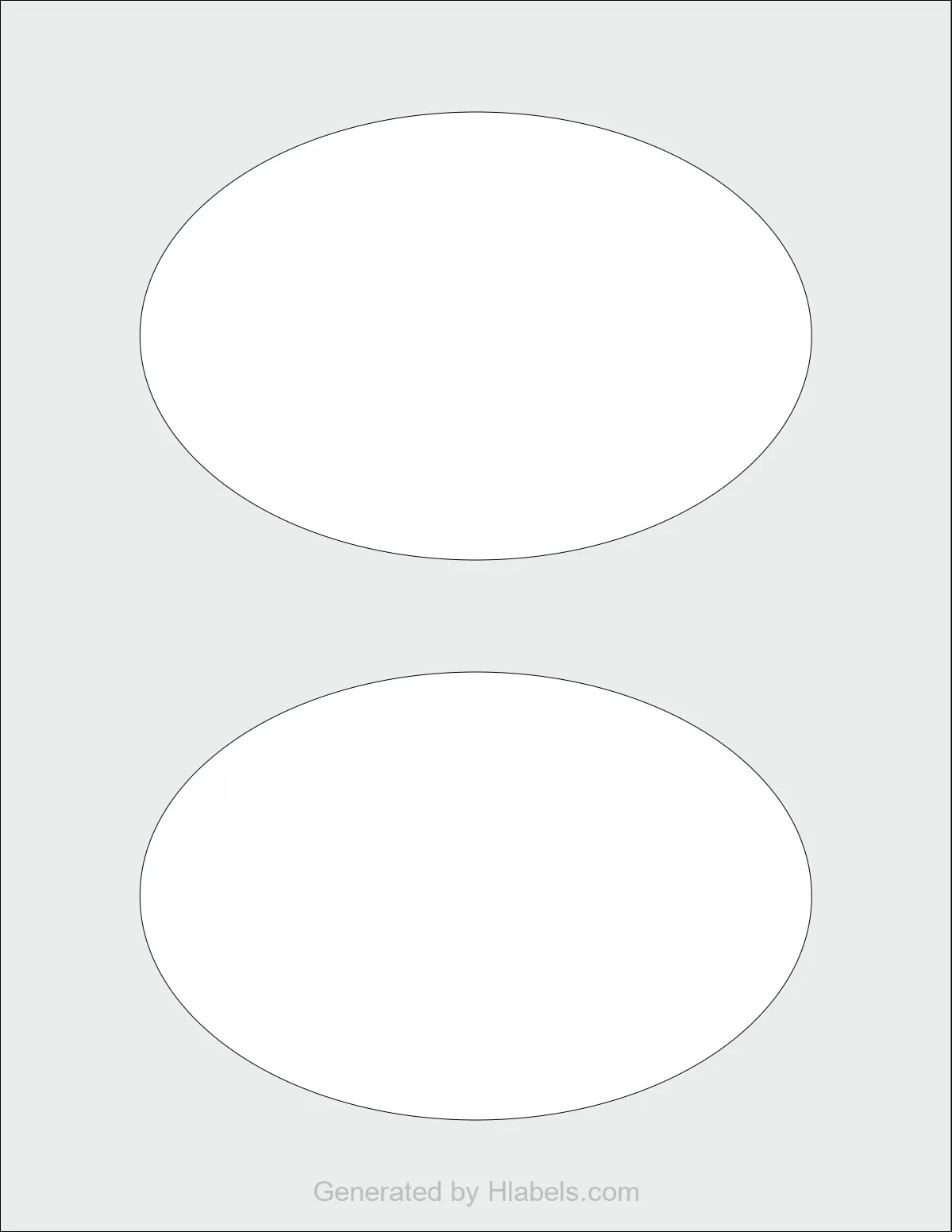 Avery Presta® 94057 template with 2 oval 6 x 4 inch labels per sheet, on Letter-size adhesive blank label sheets.
