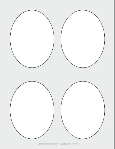 Avery Presta® 94059 template with 4 oval 3.25 x 4.25 inch labels per sheet, on Letter-size adhesive blank label sheets.