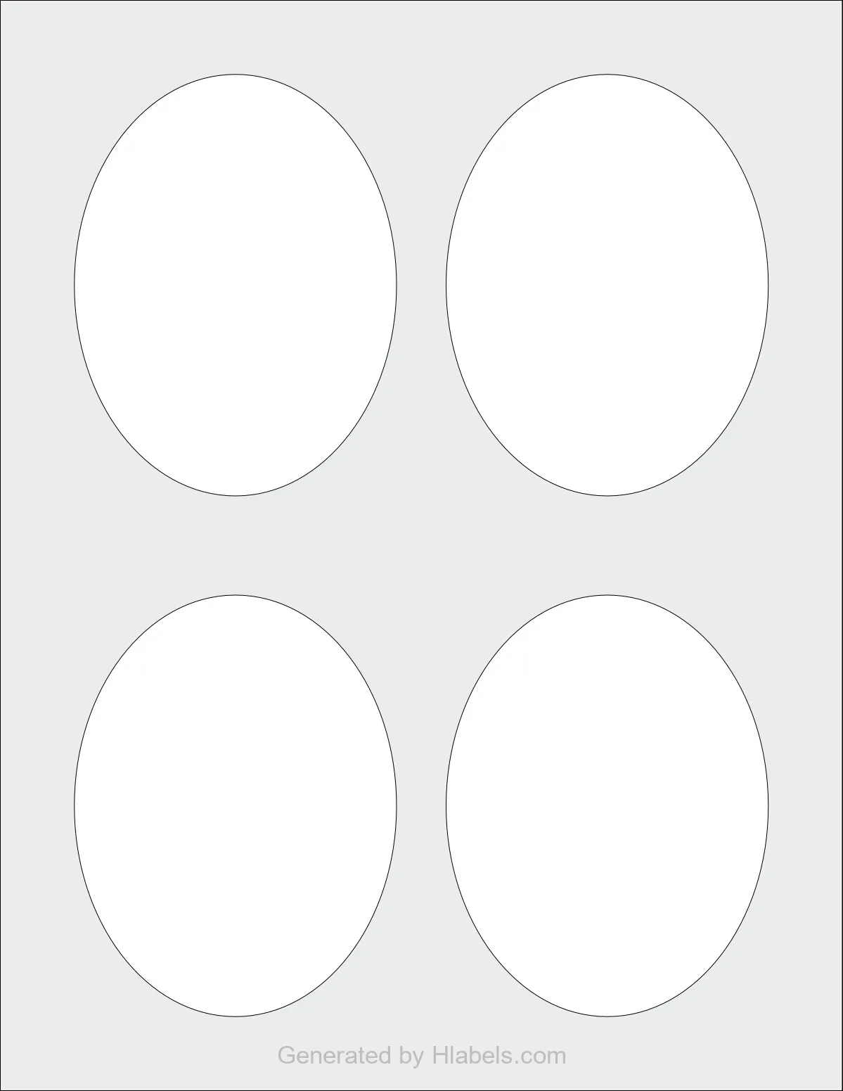 Avery Presta® 94059 template with 4 oval 3.25 x 4.25 inch labels per sheet, on Letter-size adhesive blank label sheets.