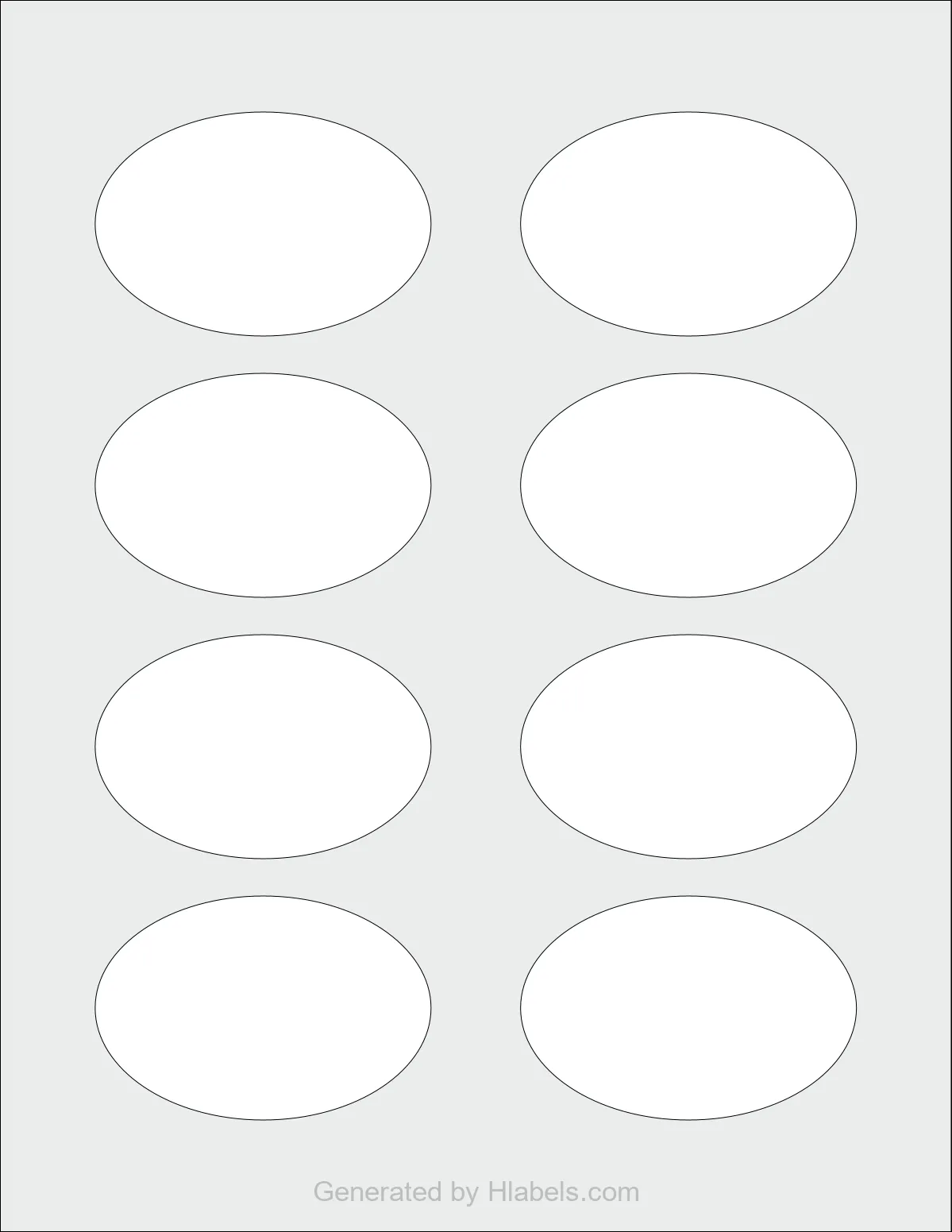Avery Presta® 94060 template with 8 oval 3 x 2 inch labels per sheet, on Letter-size adhesive blank label sheets.