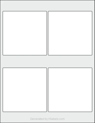Avery Presta® 94100 template with 4 square 3.937 x 3.937 inch labels per sheet, on Letter-size adhesive blank label sheets.
