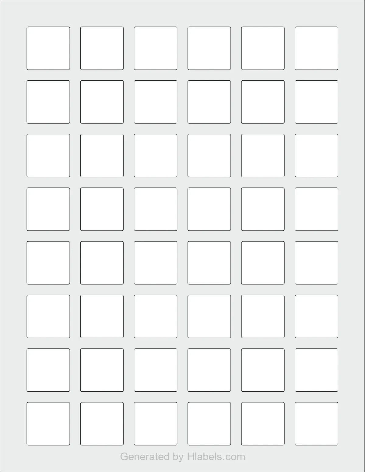 Avery Presta® 94103 template with 48 square 1 x 1 inch labels per sheet, on Letter-size adhesive blank label sheets.