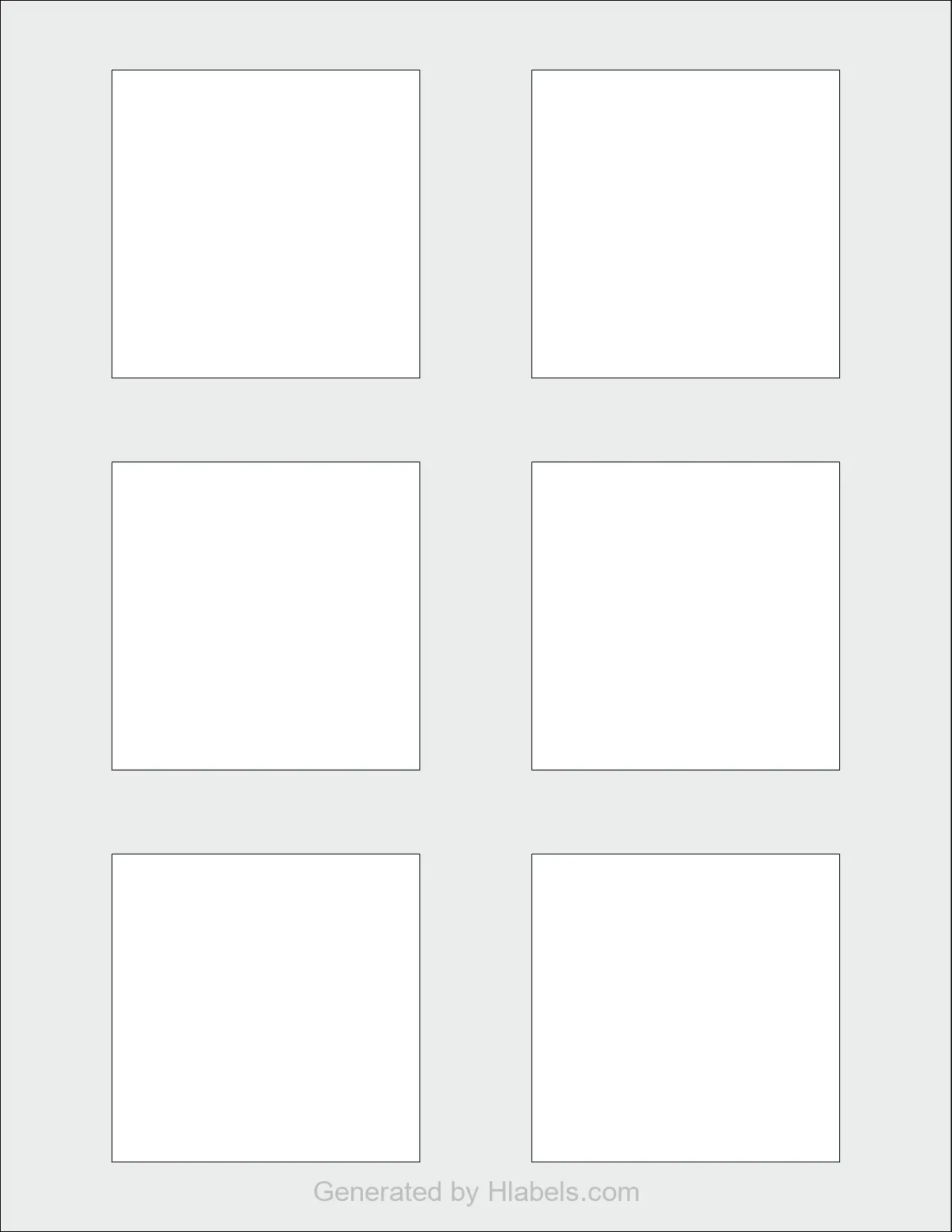 Avery Presta® 94109 template with 6 square 2.75 x 2.75 inch labels per sheet, on Letter-size adhesive blank label sheets.