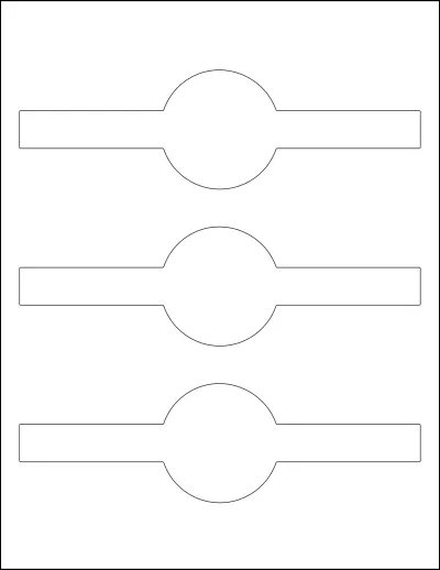 Avery Presta® 94117 template with 3 unique shape labels per sheet, on Letter-size adhesive blank label sheets.