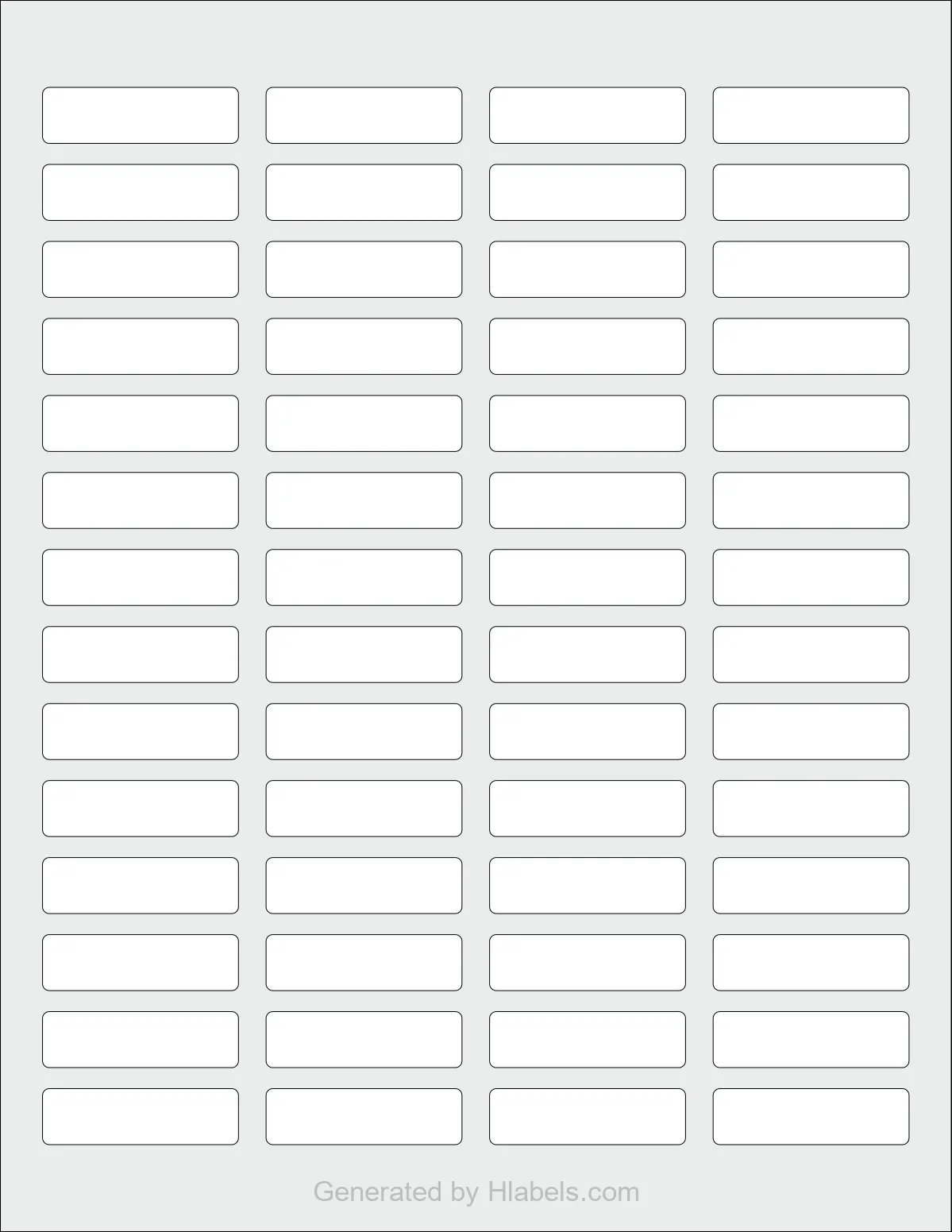 Avery Presta® 94125 template with 56 rectangular 1.75 x 0.5 inch labels per sheet, on Letter-size adhesive blank label sheets.