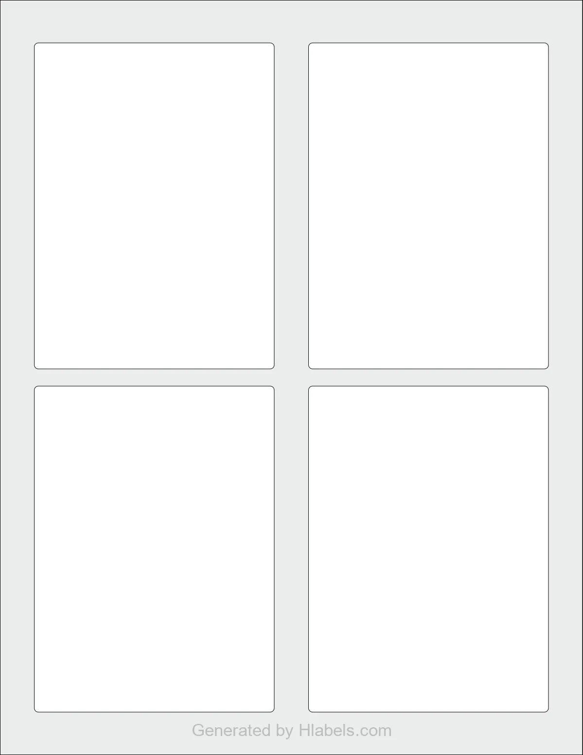 Avery Presta® 94127 template with 4 rectangular 3.5 x 4.75 inch labels per sheet, on Letter-size adhesive blank label sheets.