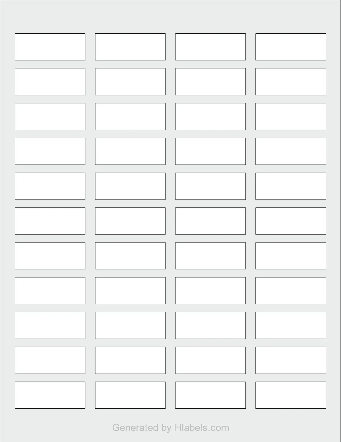 Avery Presta® 94209 template with 44 rectangular 1.75 x 0.666 inch labels per sheet, on Letter-size adhesive blank label sheets.