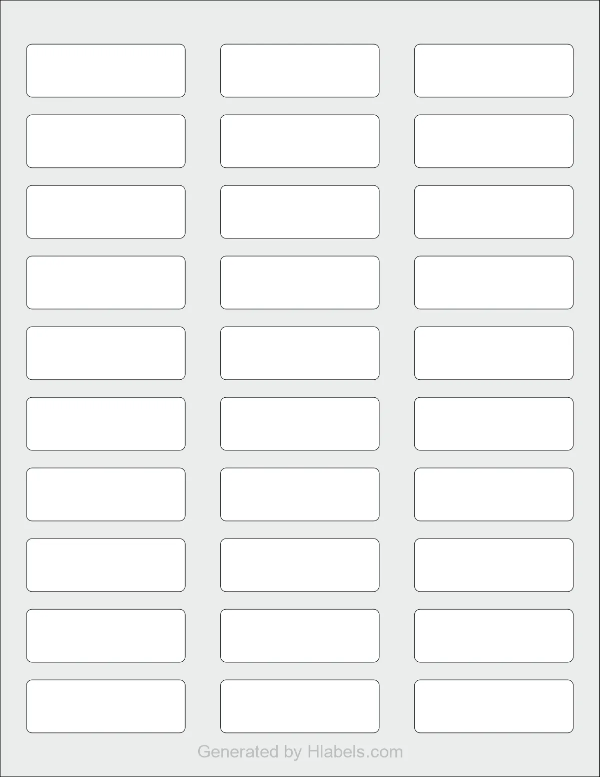 Avery Presta® 94216 template with 30 rectangular 2.25 x 0.75 inch labels per sheet, on Letter-size adhesive blank label sheets.