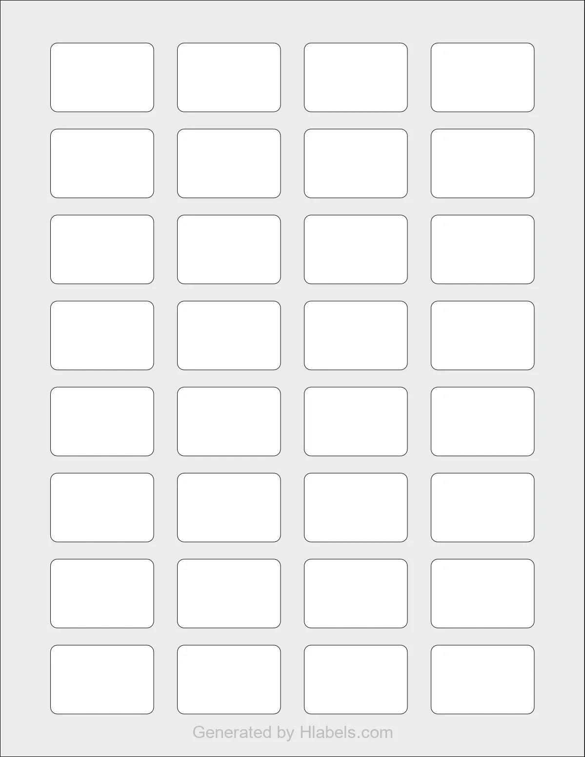 Avery Presta® 94219 template with 32 rectangular 1.5 x 1 inch labels per sheet, on Letter-size adhesive blank label sheets.