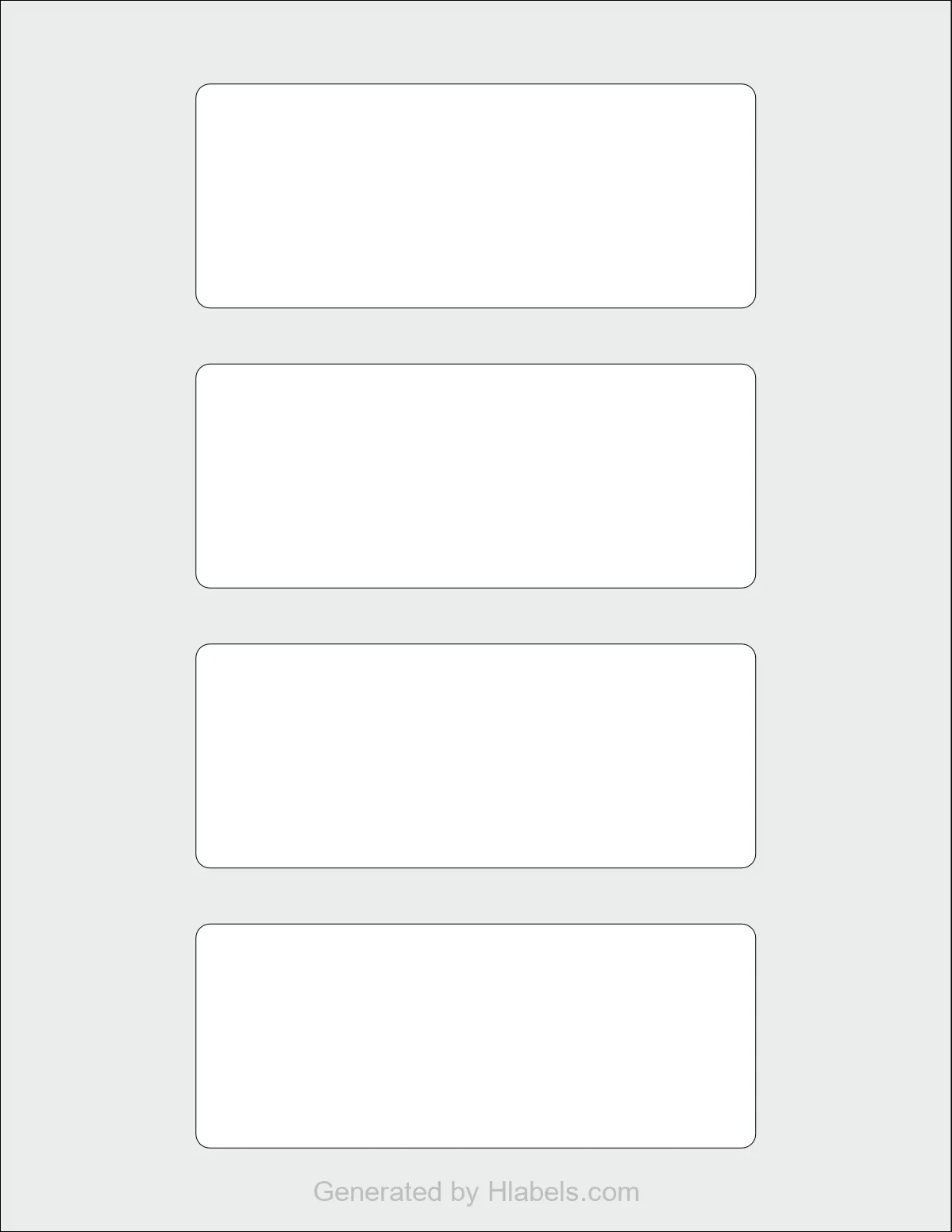 Avery Presta® 94241 template with 4 rectangular 5 x 2 inch labels per sheet, on Letter-size adhesive blank label sheets.