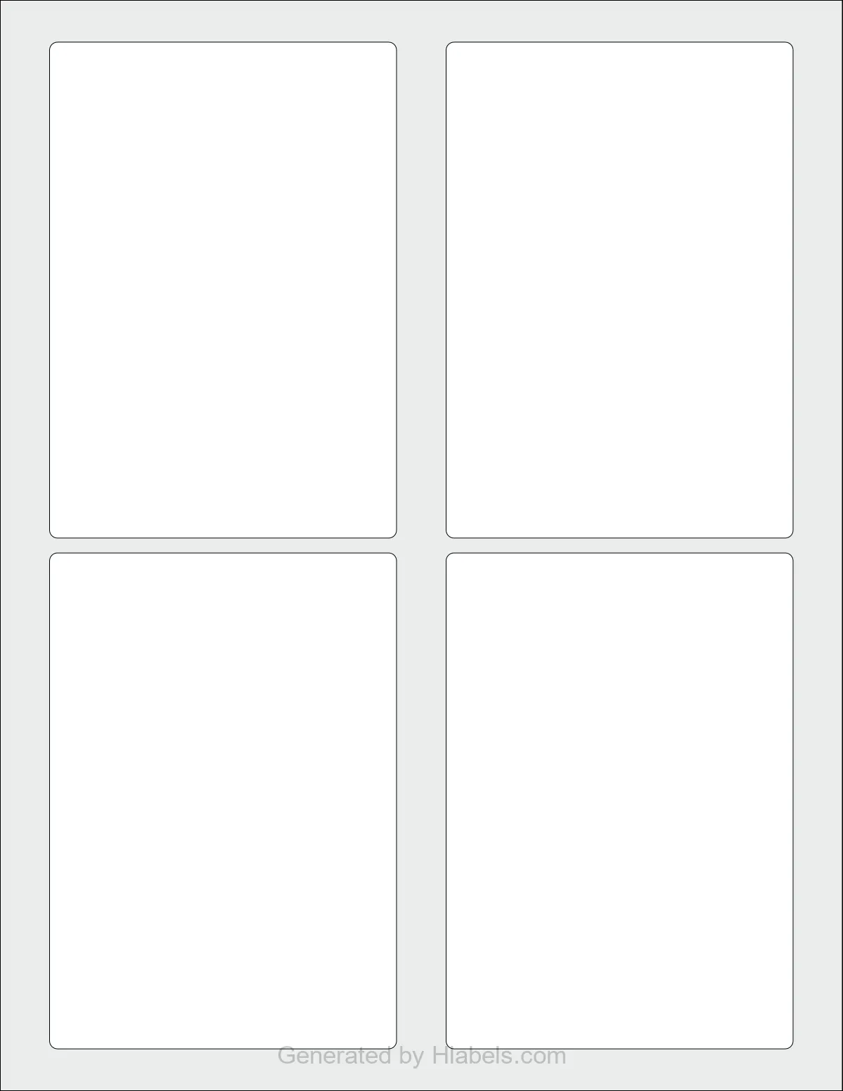 Avery Presta® 94256 template with 4 rectangular 3.5 x 5 inch labels per sheet, on Letter-size adhesive blank label sheets.