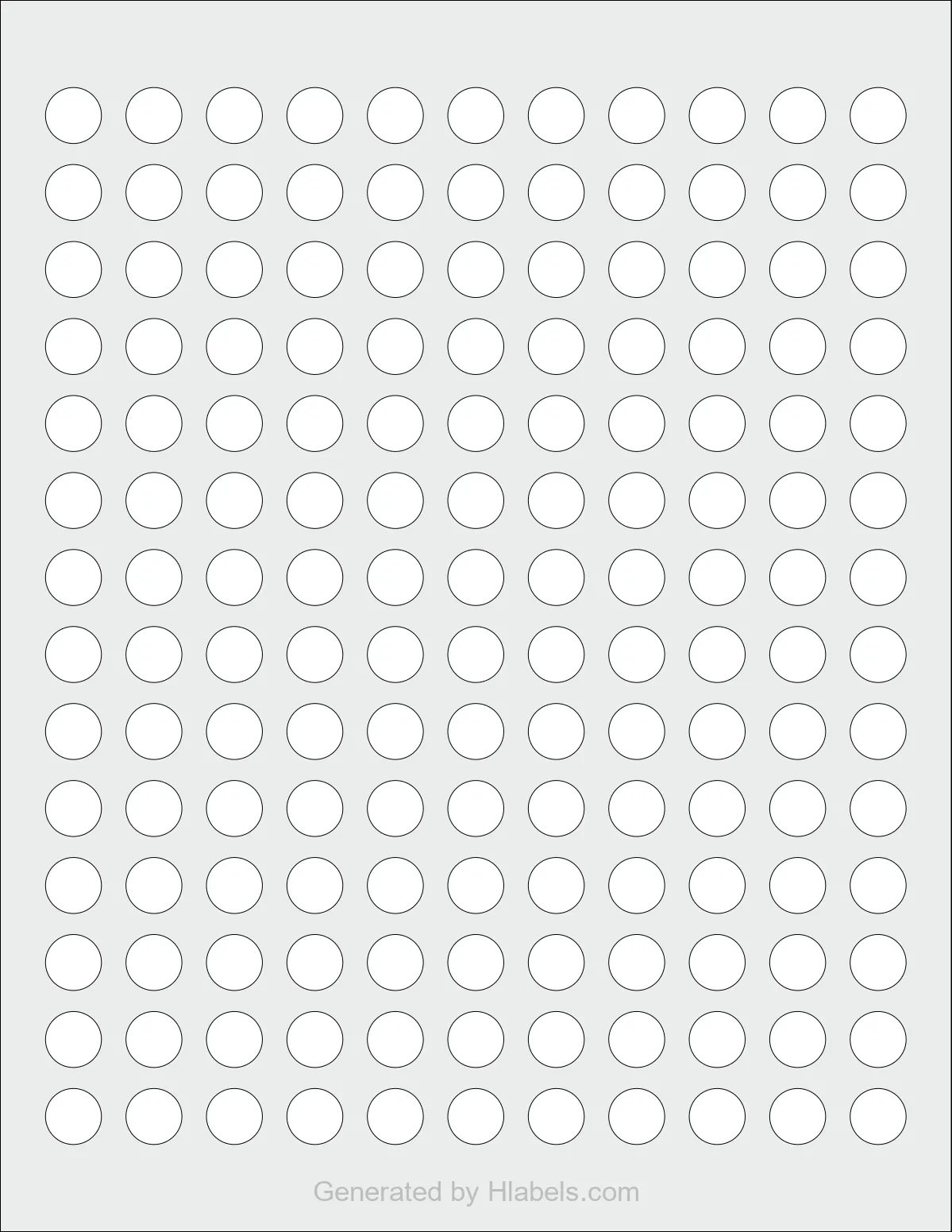Avery Presta® 94503 template with 154 circle labels per sheet, each 0.5 inch in diameter, on Letter-size adhesive blank label sheets.