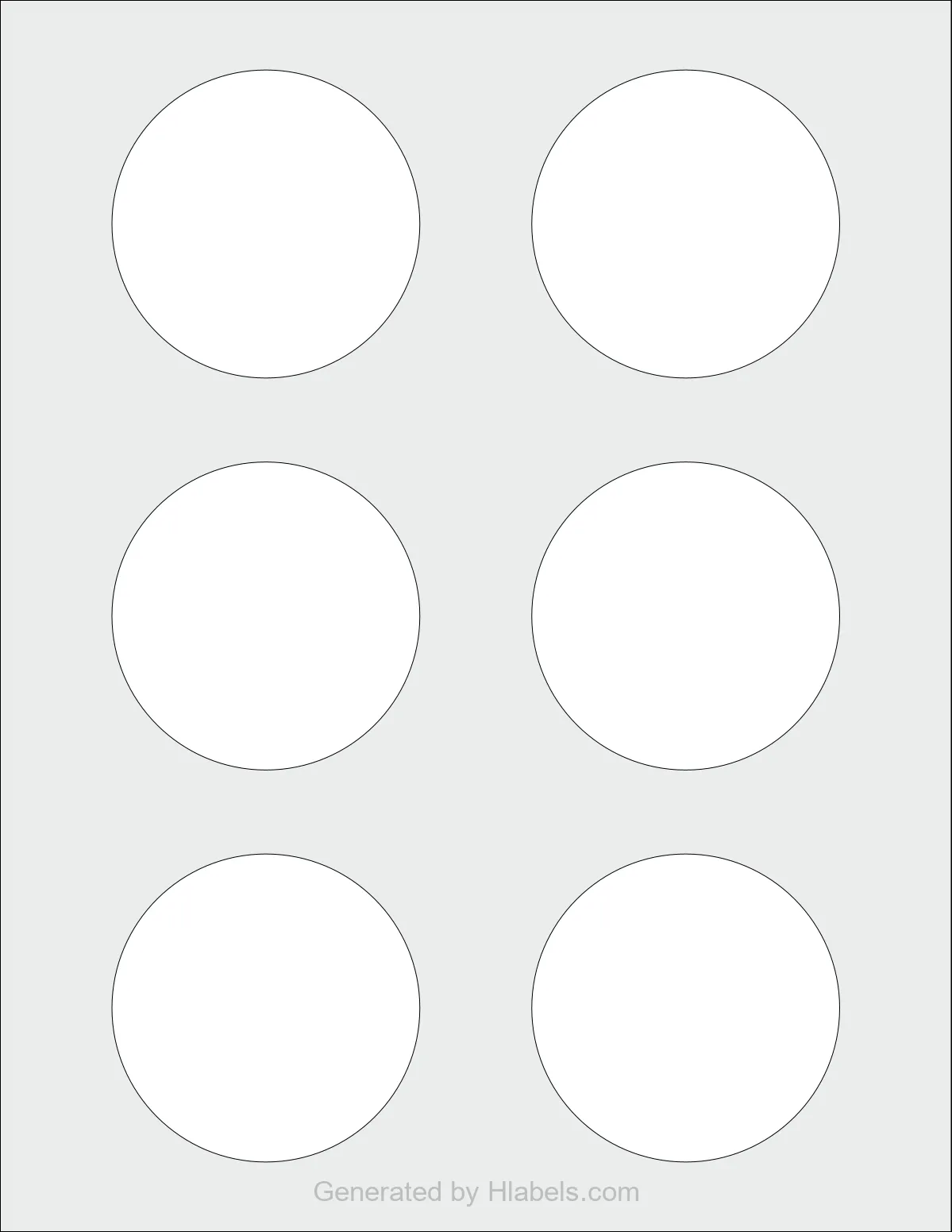 Avery Presta® 94512 template with 6 circle labels per sheet, each 2.75 inch in diameter, on Letter-size adhesive blank label sheets.