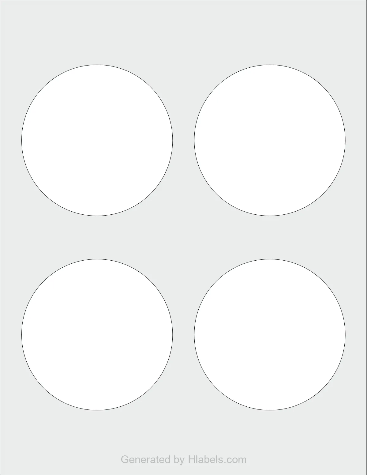 Avery Presta® 94514 template with 4 circle labels per sheet, each 3.5 inch in diameter, on Letter-size adhesive blank label sheets.