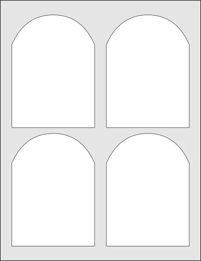 Avery Presta® 94600 template with 4 unique shape labels per sheet, on Letter-size adhesive blank label sheets.