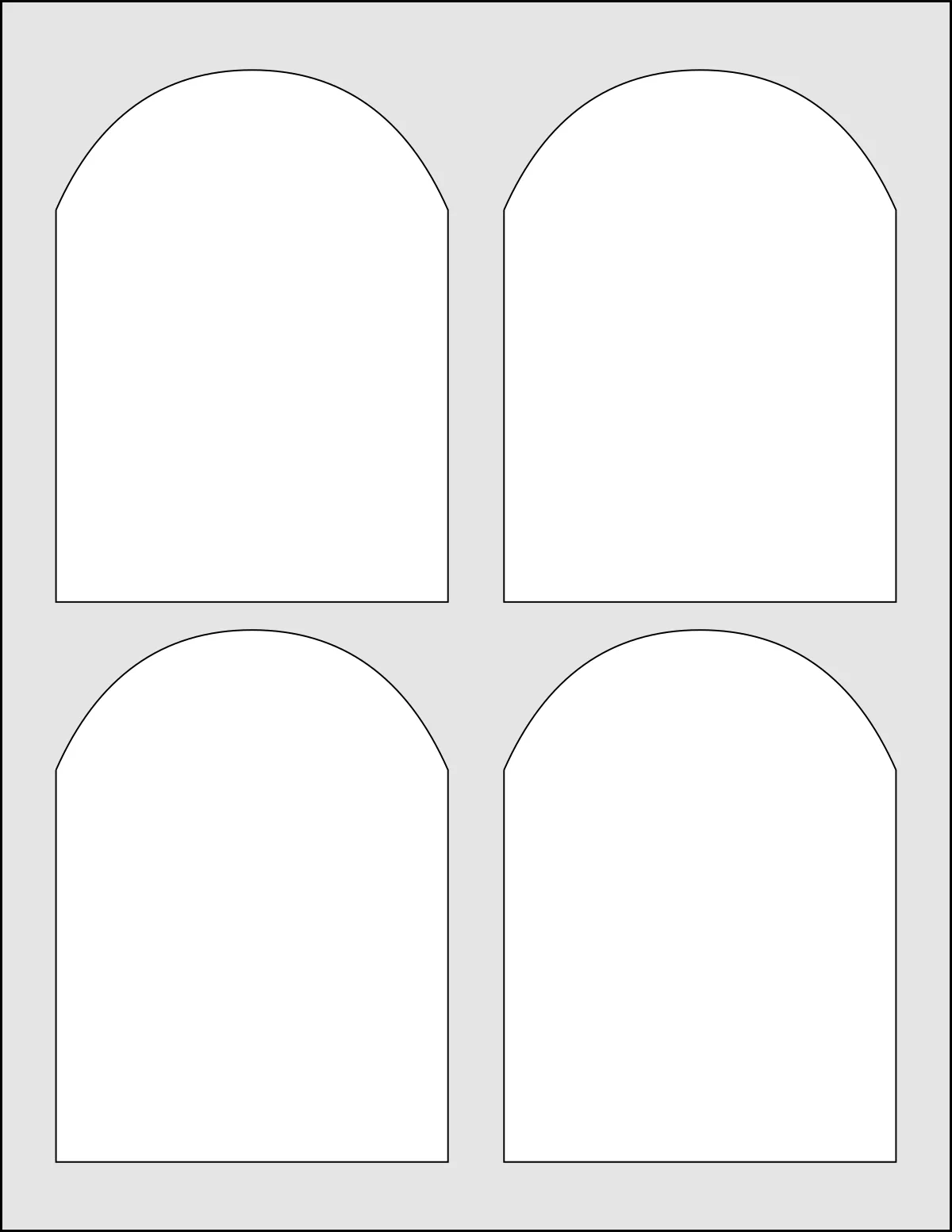 Avery Presta® 94600 template with 4 unique shape labels per sheet, on Letter-size adhesive blank label sheets.