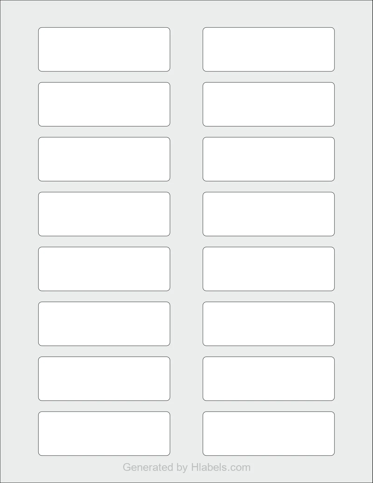 Avery Presta® 97181 template with 16 rectangular 3 x 1 inch labels per sheet, on Letter-size adhesive blank label sheets.