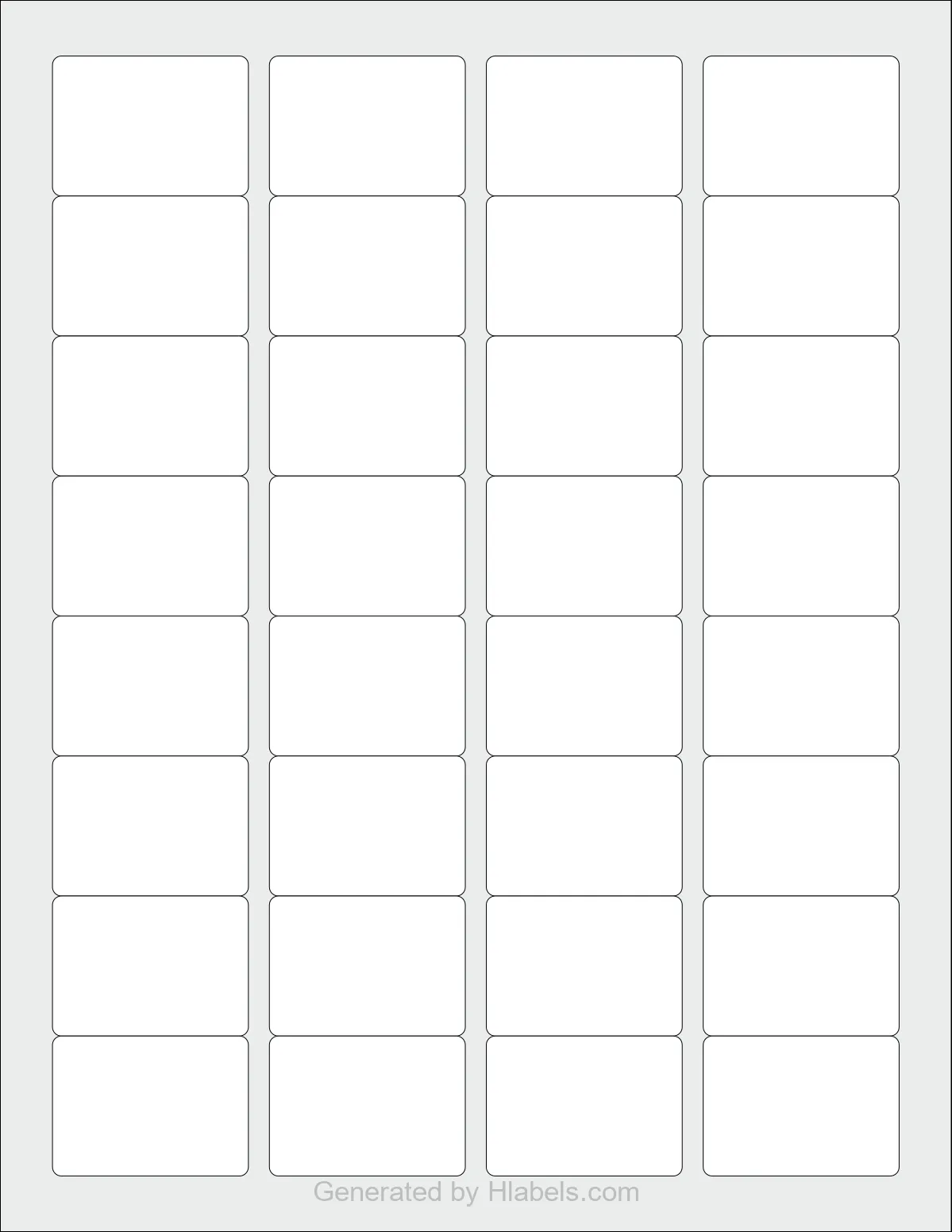 Avery Presta® 97183 template with 32 rectangular 1.75 x 1.25 inch labels per sheet, on Letter-size adhesive blank label sheets.