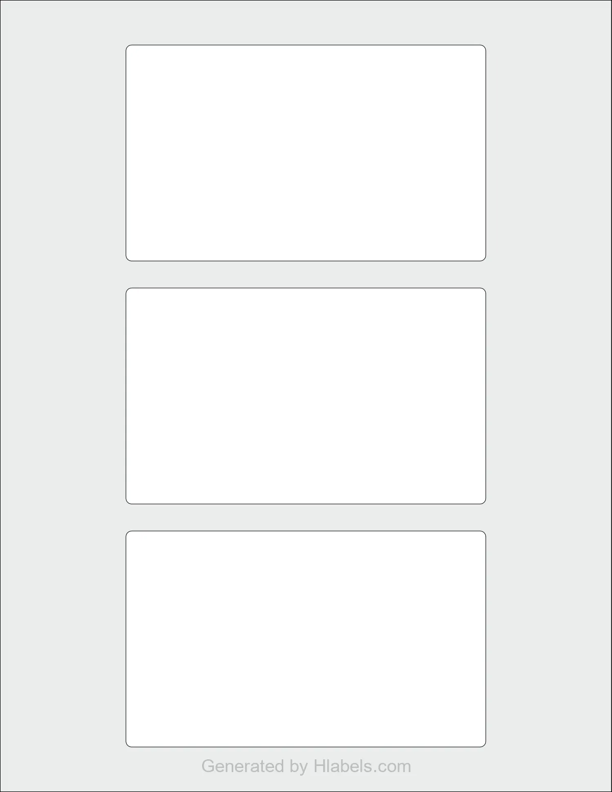 Avery Presta® 97186 template with 3 rectangular 5 x 3 inch labels per sheet, on Letter-size adhesive blank label sheets.