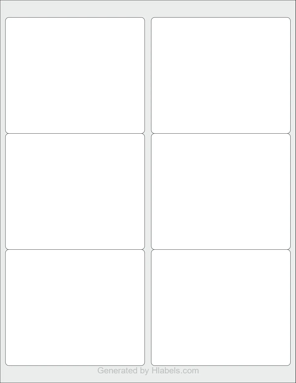 Avery Presta® 97188 template with 6 rectangular 4 x 3.3333 inch labels per sheet, on Letter-size adhesive blank label sheets.