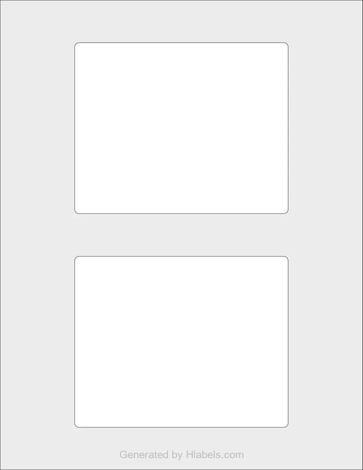 Avery Presta® 97189 template with 2 rectangular 5 x 4 inch labels per sheet, on Letter-size adhesive blank label sheets.