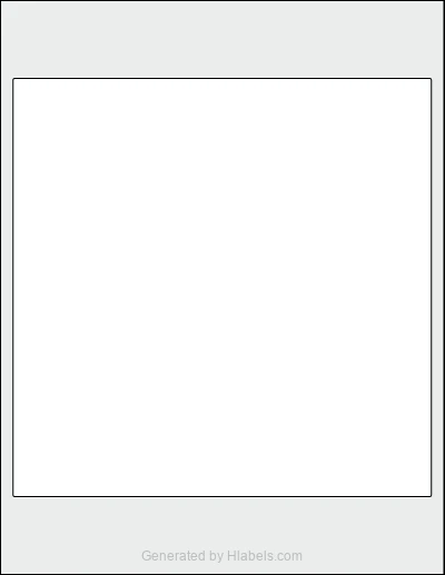 Avery Presta® 97201 template with 1 square 8 x 8 inch labels per sheet, on Letter-size adhesive blank label sheets.
