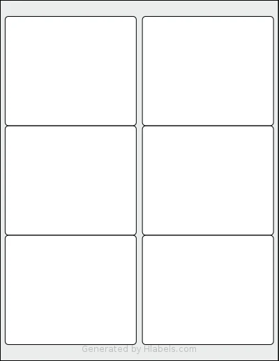 Besteasy® 6 template with 6 rectangular 4 x 3.33 inch labels per sheet, on Letter-size adhesive blank label sheets.