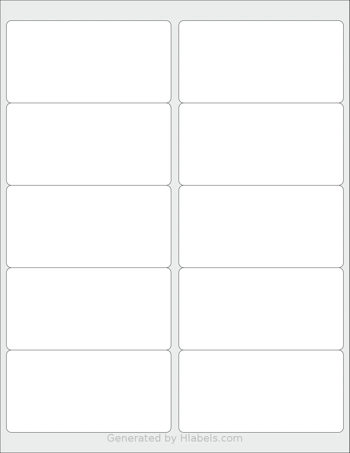 Bestiker® 10 template with 10 rectangular 4 x 2 inch labels per sheet, on Letter-size adhesive blank label sheets.