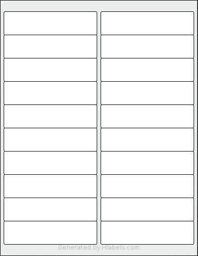 Betckey® 20UP template with 20 rectangular 4 x 1 inch labels per sheet, on Letter-size adhesive blank label sheets.