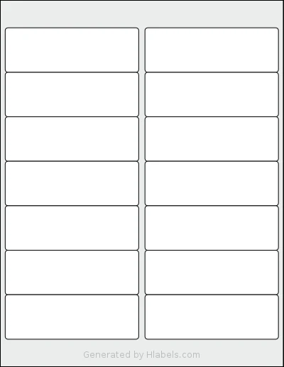 BusinessSource® BSN26115 Template BusinessSource® BSN26115 template with 14 rectangular 4 x 1.3333 inch labels per sheet, on Letter-size adhesive blank label sheets.