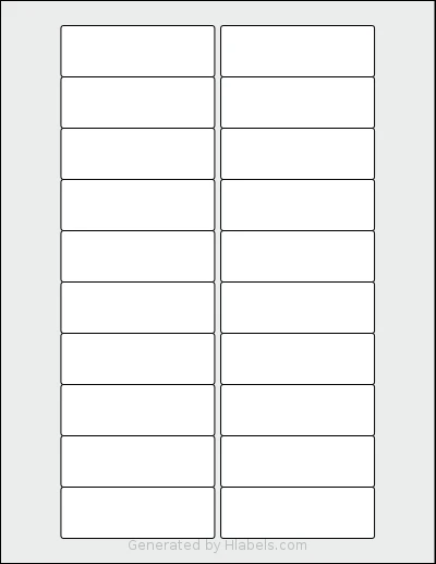 ChromaLabel® CAL01169 template with 20 rectangular 3 x 1 inch labels per sheet, on Letter-size adhesive blank label sheets.